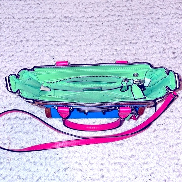 Coach Swagger 21 Rainbow Colorful Color Block Satchel Crossbody Purse Bag - Picture 15 of 16